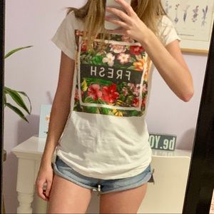 white graphic tee